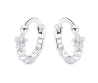 Flower Silver Huggies Earring HO-2681